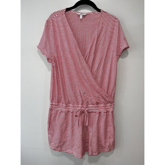 Knit Red & White Stripe Crossover Romper Medium - Picture 1 of 7